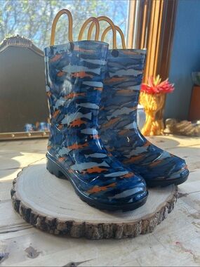 Western Chief Kids Blue Orange Camo Rain Boots